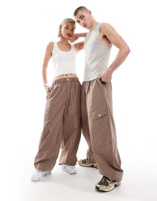 Unisex baggy pants in check print-Multi