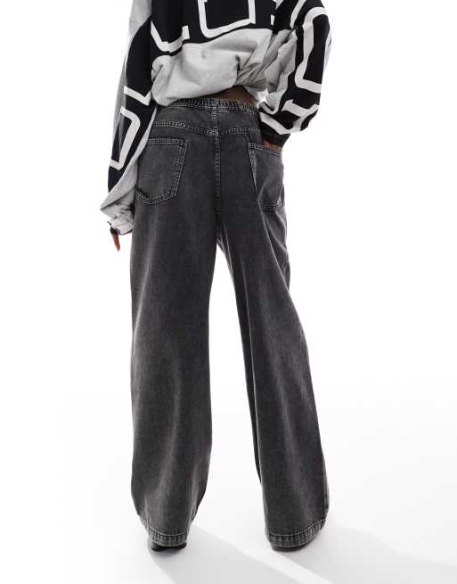 COLLUSION Unisex baggy skate jeans in washed black, 3 of 4