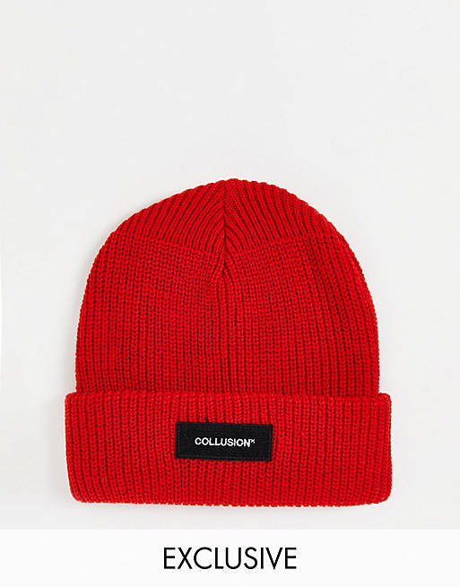 COLLUSION Unisex beanie in bright red