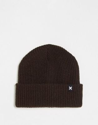 COLLUSION Unisex beanie in chocolate brown