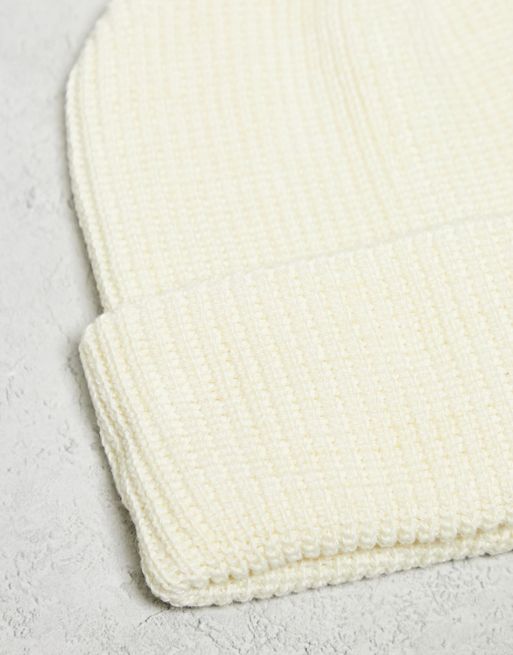 COLLUSION Unisex structured knit beanie in ecru