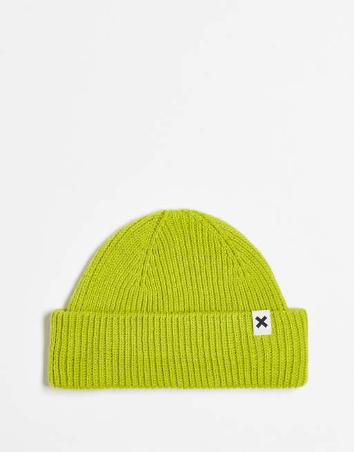 COLLUSION Unisex - Berretto da pescatore verde lime con logo