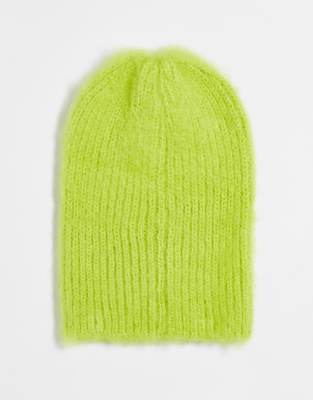 COLLUSION Unisex fluffy beanie in yellow - ASOS Price Checker