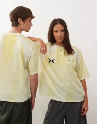 COLLUSION Unisex – Bladożółty top w piłkarskim stylu - view 1