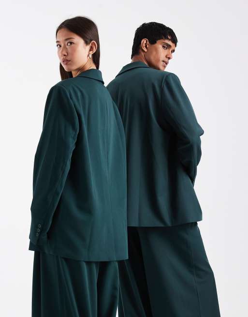 COLLUSION - Unisex - Blågrøn oversized blazer - Del af sæt, 3 af 4