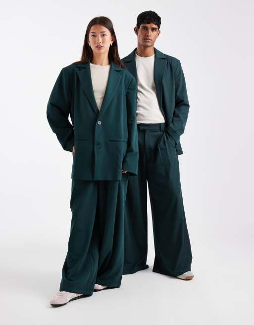 COLLUSION - Unisex - Blågrøn oversized blazer - Del af sæt, 4 af 4