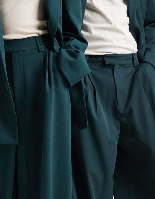 COLLUSION Unisex wide leg pants in teal - part of a set