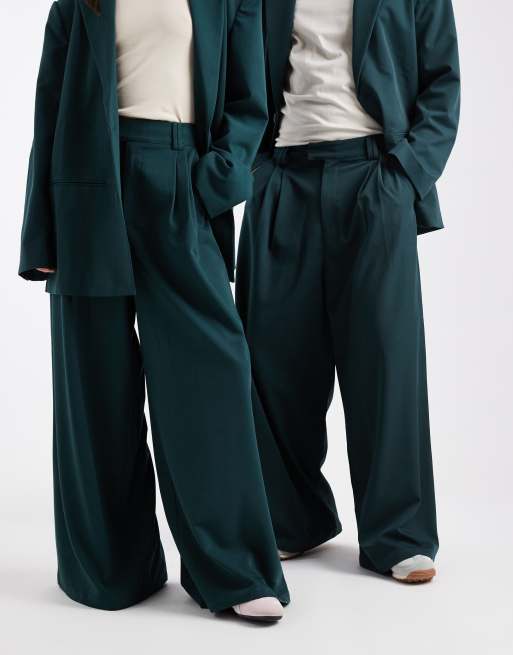 COLLUSION Unisex wide leg pants in teal - part of a set