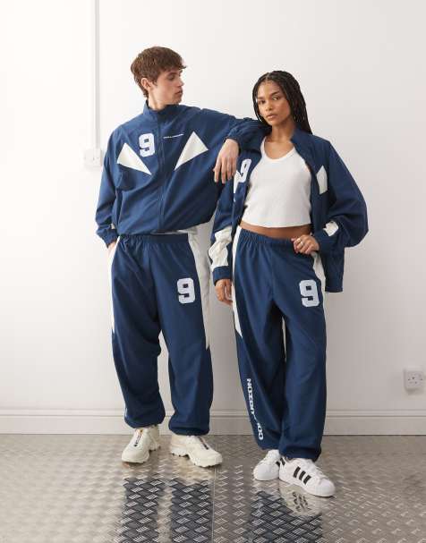 COLLUSION Unisex - Blåt træningssæt med paneler i nylon - Del af sæt - view 1