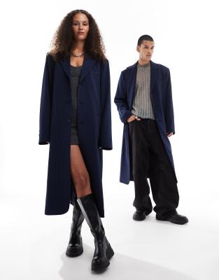 COLLUSION Unisex - Blazer-Jacke in Marineblau mit Nadelstreifen