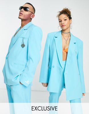COLLUSION Unisex oversized blazer in blue co-ord  - ASOS Price Checker