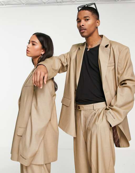 COLLUSION Unisex - Blazer oversize d'ensemble coupe dad - Fauve, 4 de 4