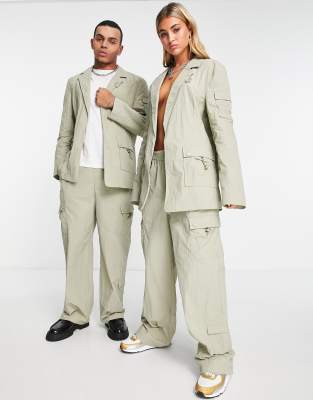 COLLUSION Unisex blazer with hard wear details in light green - ASOS Price Checker