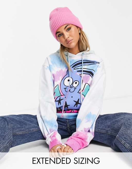 COLLUSION Unisex – Bluza z kapturem, grafiką i efektem tie dye