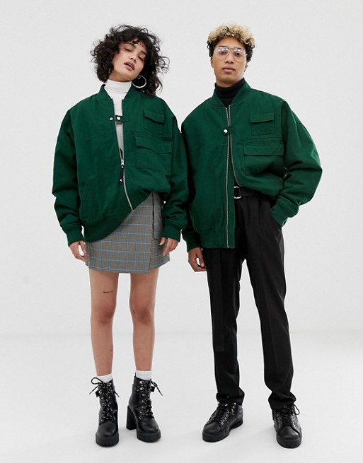 COLLUSION Unisex bomber jacket with utility pockets | ASOS