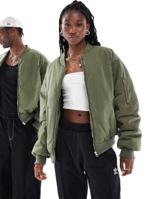 COLLUSION Unisex - Bomberjacke aus Nylon in Khaki-Grün