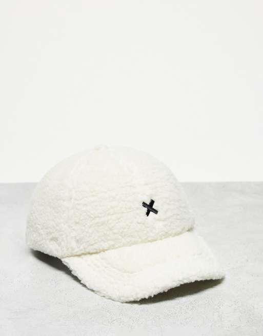 COLLUSION Unisex fleece cap in ecru ASOS