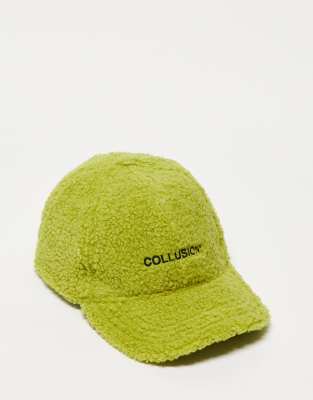 COLLUSION Unisex borg logo cap in green - ASOS Price Checker