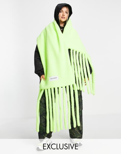 COLLUSION Unisex borg scarf in neon yellow