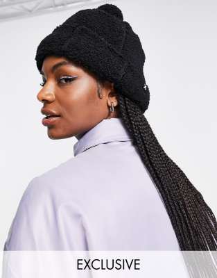 COLLUSION Unisex borg trucker beanie in black - ASOS Price Checker