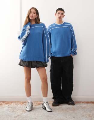 Collusion Unisex Boxy Fit Knit Sweater In Blue