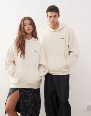 Collusion Unisex Boxy Hoodie In Neutral