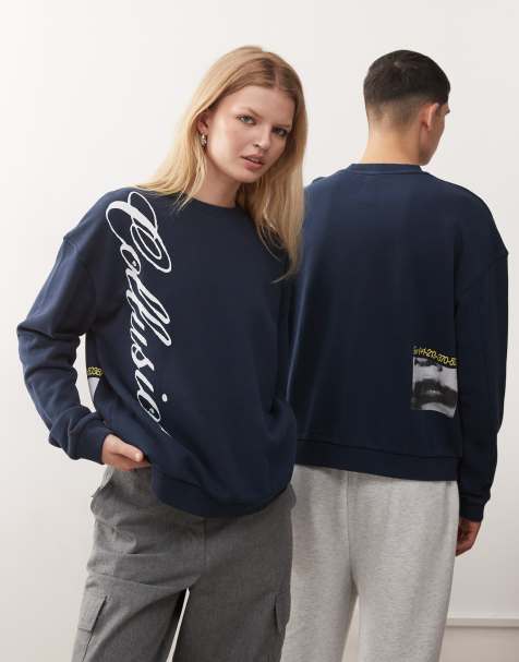 COLLUSION Unisex boxy sweat with graphics