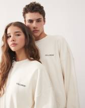 COLLUSION Unisex boxy sweatshirt in ecru with logo print
