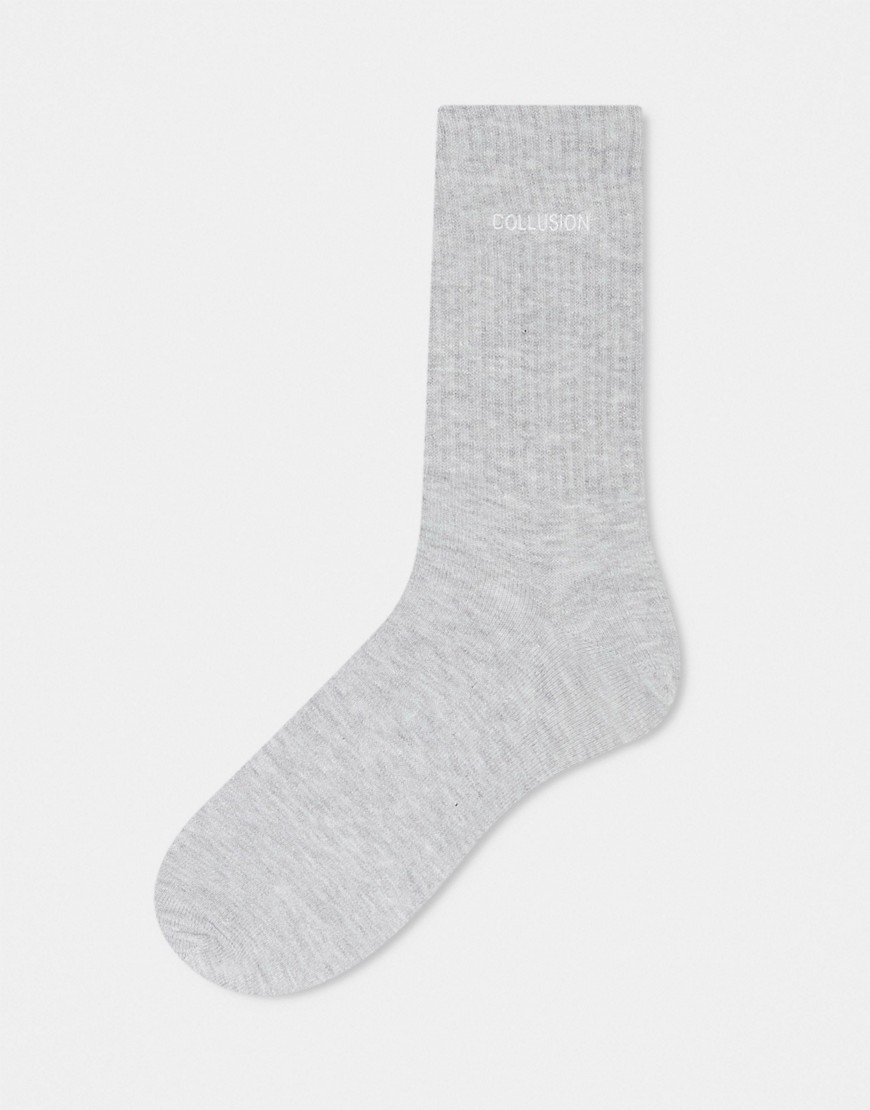 Unisex branded sock in light gray