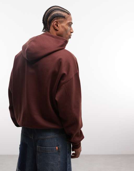 COLLUSION Unisex – Brązowa bluza z kapturem oversize o pudełkowym kroju, 4 z 4