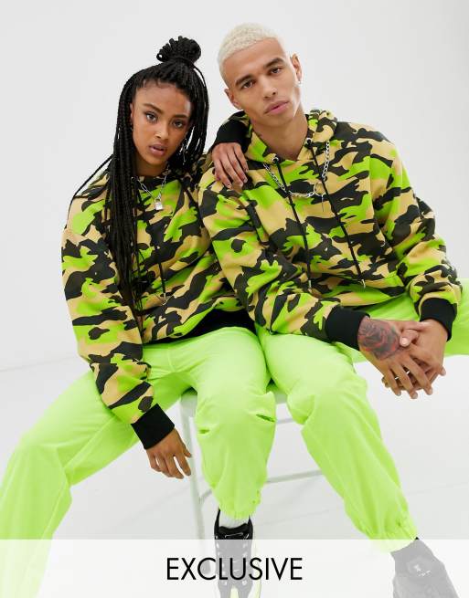 Lime green camo store hoodie