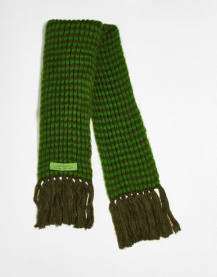COLLUSION  unisex brushed scarf in green stripe - ASOS Price Checker