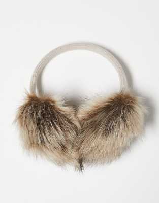 COLLUSION Unisex - Cache-oreilles en fausse fourrure - Taupe