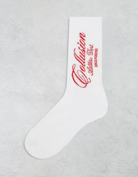 COLLUSION Unisex - Calzini bianchi con stampa rossa - view 1