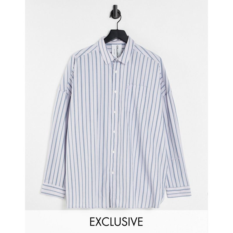 Top Donna COLLUSION Unisex - Camicia oversize blu a righe