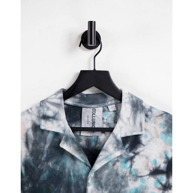 Donna sCVJu COLLUSION Unisex - Camicia oversize in tessuto piqué tie-dye con stampa di teschio
