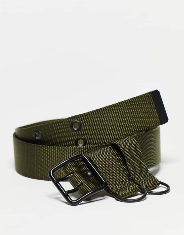 Collusion - unisex canvas double hole belt in khaki