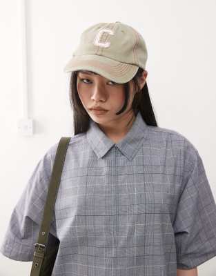 Collusion Unisex Cap With A Applique In Green