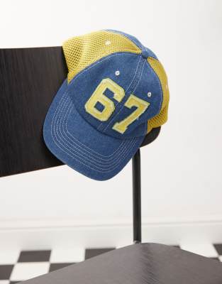 Collusion Unisex Cap With Embroidery In Blue