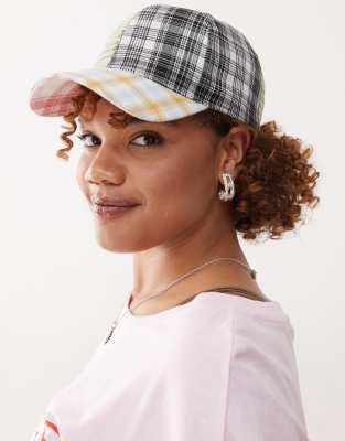 COLLUSION Unisex - Cappellino a quadri multicolore con design combinato
