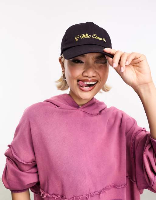 COLLUSION Unisex - Cappellino marrone con scritta Who Cares