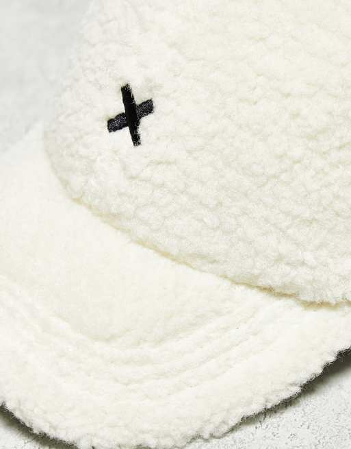 COLLUSION Unisex - Casquette en polaire imitation peau de mouton - Écru, 4 de 4
