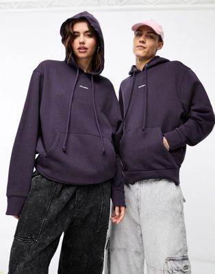 Collusion Unisex Central Logo Hoodie In Washed Purple