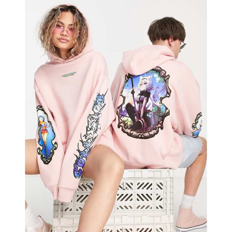 COLLUSION Unisex character hoodie in pink | ASOS