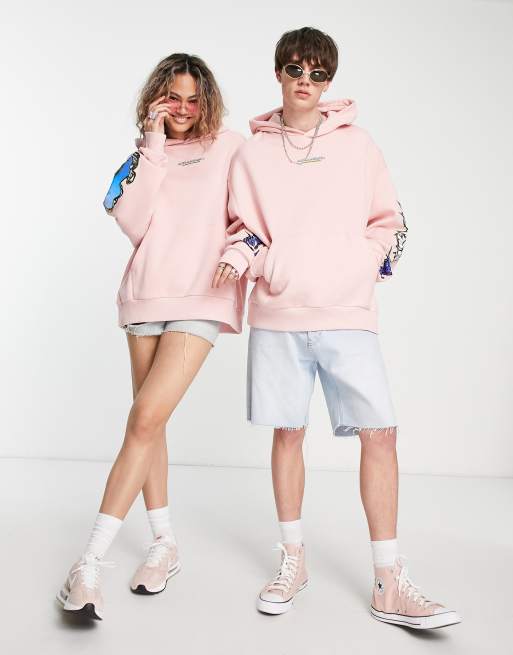 COLLUSION Unisex character hoodie in pink | ASOS