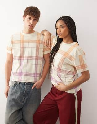 Collusion Unisex Check Relaxed T-shirt-multi In Multi
