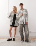 [Collusion] COLLUSION Unisex check shirt in black and white XS Black & white