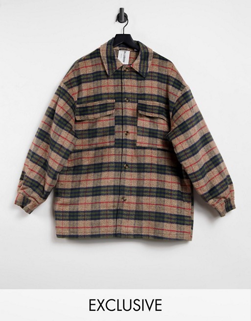 COLLUSION Unisex checked coach jacket