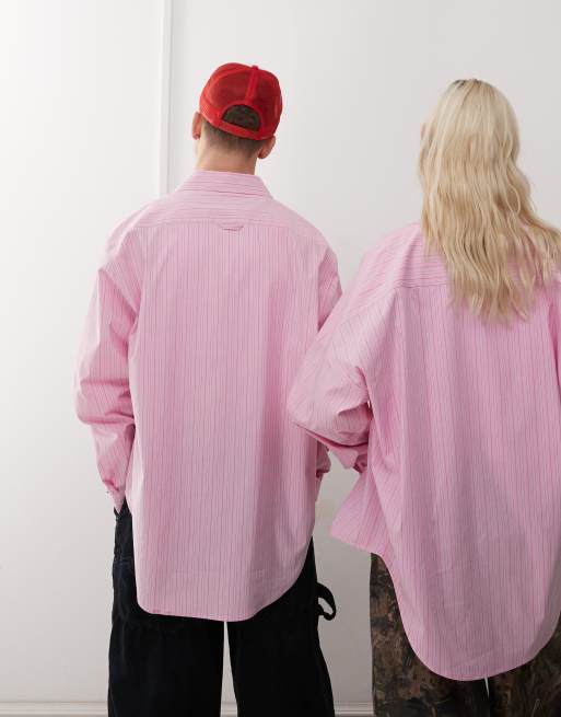 COLLUSION Unisex - Chemise oversize à rayures - Rose, 4 de 4