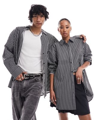 COLLUSION Unisex oversized cotton shirt in black and white stripe - ASOS Price Checker